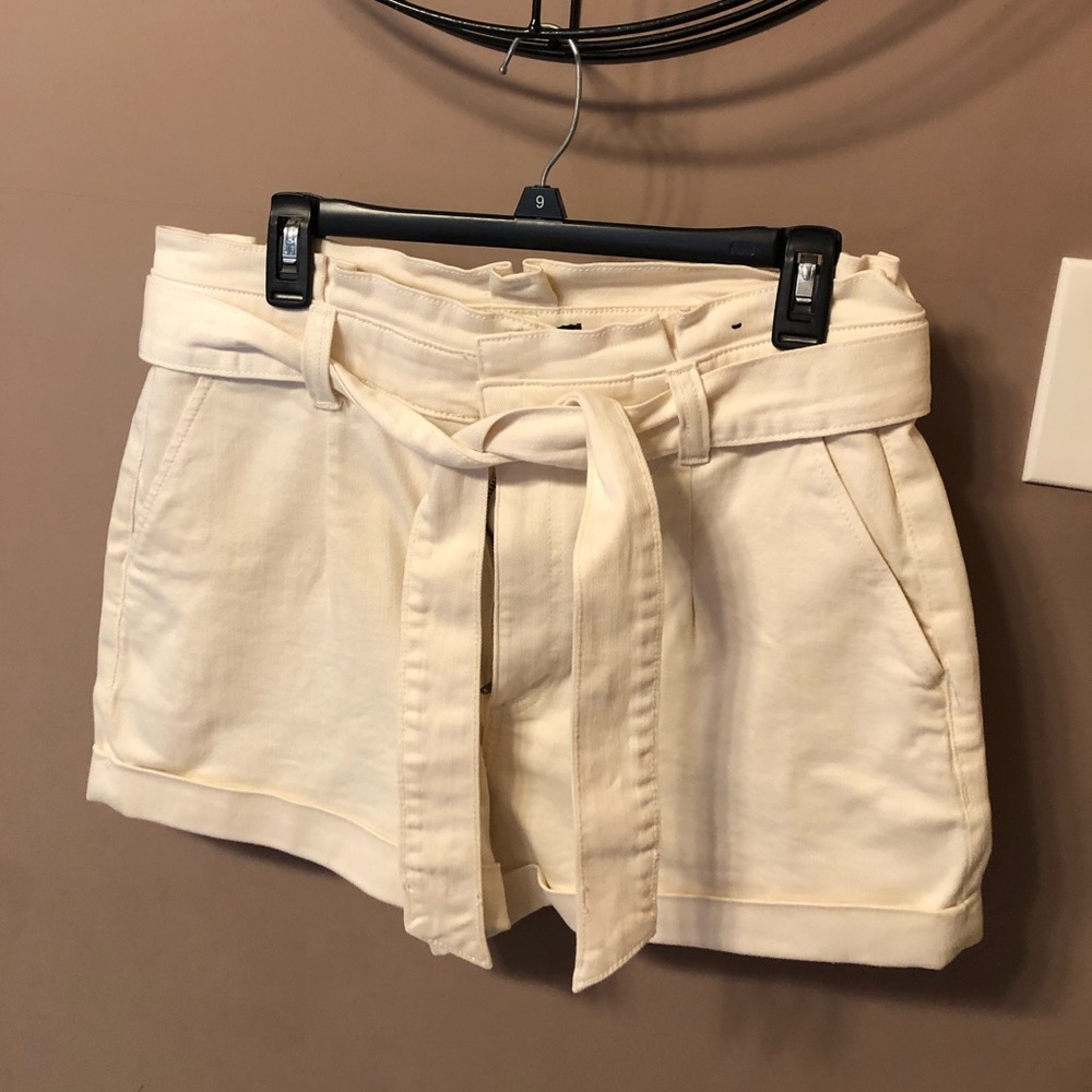 Express tie-waist cream shorts